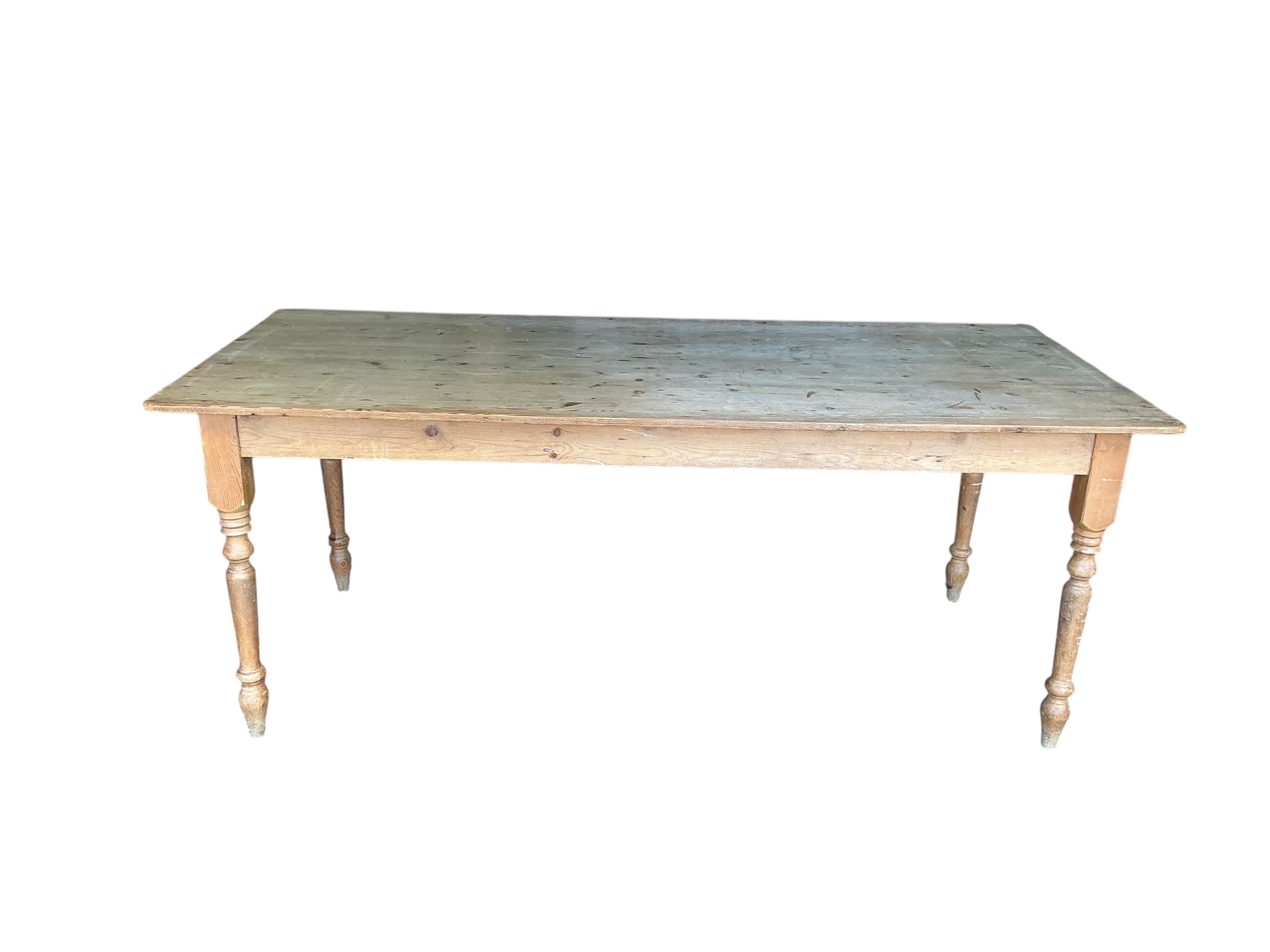 A Victorian style rectangular pine kitchen table, width 190cm, depth 82cm, height 75cm